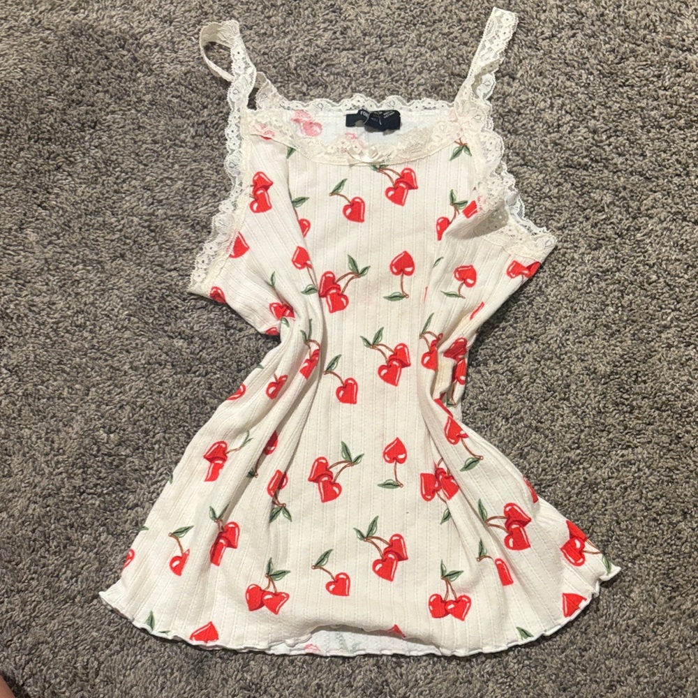 Forever 21 Cherry Print Kids Tee - Red and White